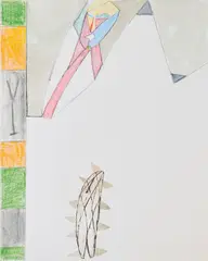 "quasi un amico" by Mimmo Paladino, 1978, Mischtechnik auf Fabriano (Trockenstempel), sold Apr 2022