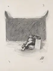 Gérard Garouste, Ohne Titel, 1979, Bleistift und Kohle auf Véritable Papier d'Arches fin (Trockenstempel)