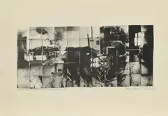 Daniel Spoerri, Vue cubiste de l'atelier 24 rue Moffetard Paris, 1963, Offset auf Offset