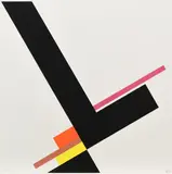 Walter Dexel, Komposition mit großem schwarzen L, 1972, Farbserigrafie auf Bütten