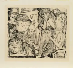 Max Beckmann, Im Irrenhaus, 1918, Radierung auf gelblichem Japan