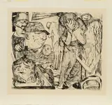 Max Beckmann, Im Irrenhaus, 1918, Radierung auf gelblichem Japan