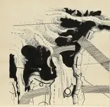 Peter Brüning, Überlagerung einer Landschaft, 1966, Tuschezeichnung auf Papier