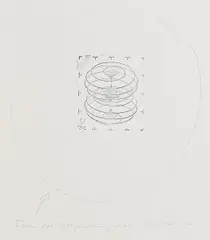 Ugo Dossi, Form der Begrenzung des Denkbaren, 1977, Lithografie und Bleistift auf leichtem Karton