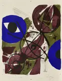 Ernst Wilhelm Nay, Dominant Blau (Farblitho 1964-2), 1964, Farblithografie auf BFK RIVES (Wasserzeichen)