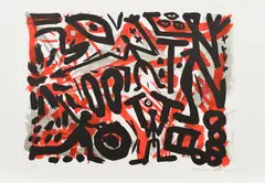 Theorie und Praxis by A. R. Penck, 1993, Farblithografie auf BFK RIVES (Wasserzeichen), sold Nov 2018