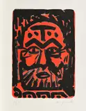 Ohne Titel (Selbstbildnis) by A. R. Penck, Farblithografie auf Velin, sold Nov 2018