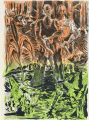 Jörg Immendorff, Versuch, Adler zu werden, 1992, Farblithografie auf ARCHES FRANCE (Wasserzeichen)