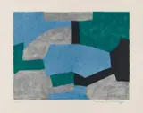Auktion 422, Los 826 by Serge Poliakoff, 1966, Farblithografie auf Rives (Wasserzeichen), sold Dec 2018