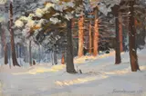 Georgy Z. Bashinzhagyan, Pine Forest in Winter, 1916, Oil on board