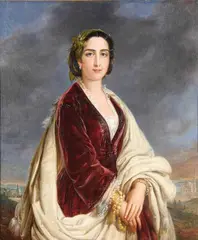 Portrait of a Beautiful Young Woman - circa 1860 (purportedly Sig. Gigli Ferdinando according to name plaque) by Pietro Luchine, Oil on canvas, offered May 2011