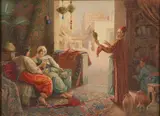 Francesco Ballesio, The Vase Seller, Watercolor on board