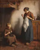 Lammert van der Tonge, Mending Time, Oil on canvas