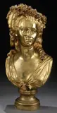 Jean-Jules Salmson, Bust of a Woman, 1873, Gilded bronze
