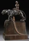 Leonhard Herzog, Bacchnalian Putti with Panther, 1909, Bronze with dark brown patina