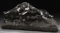 Édouard-Marcel Sandoz, Wild Boars, Carved Belgian marble