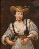 Young Maidens with Birds - a pair of paintings by Italian School, Oil on canvas, offered May 2011