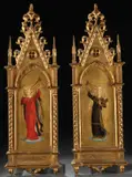 Fra Angelico, Musical Angels with Trumpets - a pair, Oil on wood panel