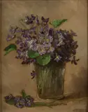 Anna Eliza Hardy, Violets in a Glass, Oil on board