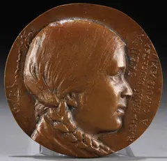 Olin Levi Warner, Sabina, 1891, Bronze medallion with brown patina