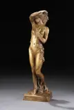 May McClure Kelley, Female Nude Holding Grapevine and Grapes, Gilt bronze