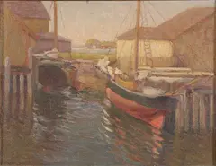 Frederick Carl Smith, Gloucester Boats at Evening, Oil on board