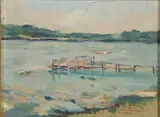 Clarence Erasmus Shepard, Wisconsin Lake, Oil on board