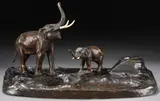 Austrian School, A figural grouping of a Mother Elephant and Her Calf