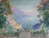 Luigi Paolillo, Italian Coastal Scene in Spring, Oil on canvas