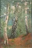 Emile Roux-Fabre, Landscape with Birches, Oil on canvas