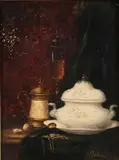 Antoine Vollon, Still Life with dishes, Oil on wood panel