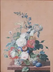 Floral Still-Life by British School, circa 1850, Watercolor and gouache on paper, offered May 2011