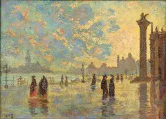Venetian School, Impressionistic Viennese Scene, Oil on canvas