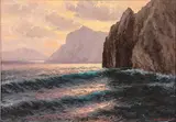 Guido Odierna, Capri at Sunset, Oil on canvas