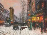 Edouard Cortez, Paris Street Scene, Oil on canvas