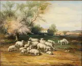R. Schmidt, Grazing Sheep in a Landscape, 1906, Oil on canvas