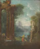 Figures Amongst Ancient Ruins - a pair by Continental School, Oil on canvas, offered May 2011