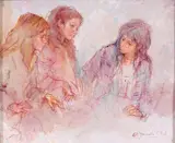 Antonio Gonzalez Collado, Three Girls, Oil on canvas