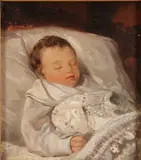 Fast Asleep by Continental School, circa 1840, Oil on wood panel, offered May 2011