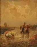 Karl Vikas, Flower Market, Oil on canvas