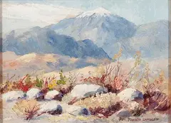 Edward M. Langley, Desert Scene, Oil on board