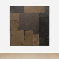 Kader Attia, Untitled (burnt wood picture), 2007, burnt wood and nails on wooden stretcher
