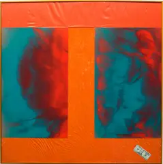 Solid State (Robbing Peter to PayPal) by Alex Da Corte, 2013, velvet, satin, rubber, sequin pins and counterfeit twenty-dollar bill, in artist's anodized metal frame, sold Dec 2022