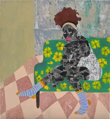 Blue Socks by Odinakachi Okoroafor, 2021, acrylic and photo transfer on canvas, sold Dec 2022