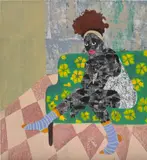 Odinakachi Okoroafor, Blue Socks, 2021, acrylic and photo transfer on canvas
