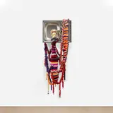 Joana Vasconcelos, Colormaq, 2011, stainless steel sink, handmade woolen crochet, ornaments and polyester
