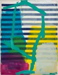 Sadie Laska, BritPop, 2013, acrylic and fabric collage on canvas