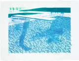 David Hockney, Lithograph of Water Made of Thick and Thin Lines and Two Light Blue Washes (T.G. 250, M.C.A.T 207), 1978-80, Lithograph in blue and green, on TGL handmade paper, with full margins