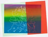 Kiku (F. & S. 307-309) by Andy Warhol, 1983, Unique screenprint in colours with paper collage mounted to card support (as issued), the full sheet, sold Jan 2022