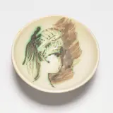 Pablo Picasso, Sylvette (R. 266), 1955, White earthenware round bowl painted in colours with partial brushed glaze
